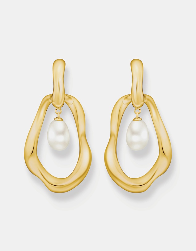 THOMAS SABO - THOMAS SABO Hoop Earrings with Freshwater Pearls In Gold