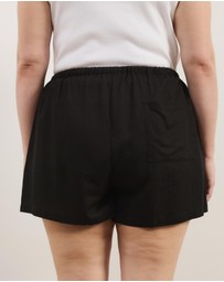 Atmos&Here Curvy - Tenley Drawstring Linen Blend Shorts