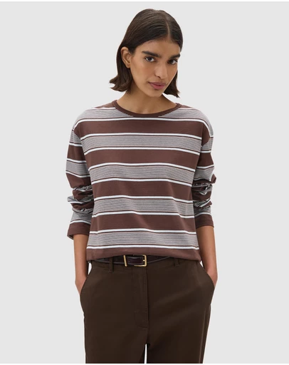 Oroton - Long Sleeve Stripe Tee