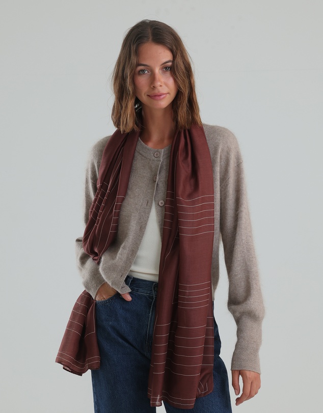 Morgan & Taylor - Maze Light-Weight Scarf in Burgundy Red