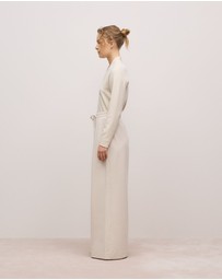 Trenery - Ponte Drawcord Wide Leg Pant in Stone