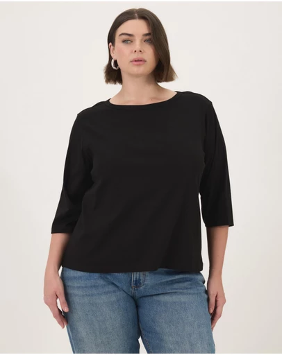 Atmos&Here Curvy - Cotton 3/4 Sleeve T-Shirt