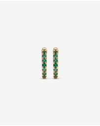 Michael Hill - Huggie Earrings with Emerald in 10kt Yellow Gold