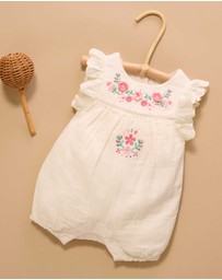 Purebaby - Embroidered Romper -Kids-Babies