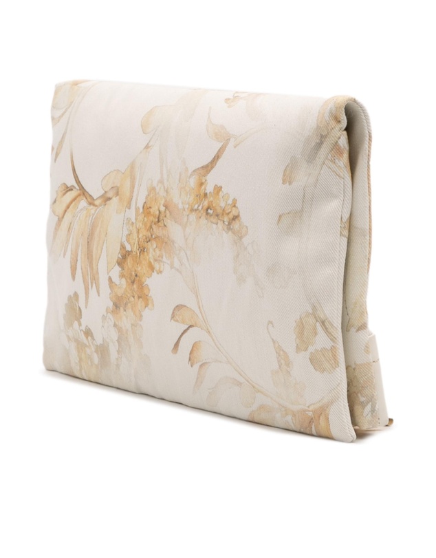 Pre-Loved by Azura Reborn - Pre-Loved XL Printed Canvas and Striped Lambskin Foldover Clutch