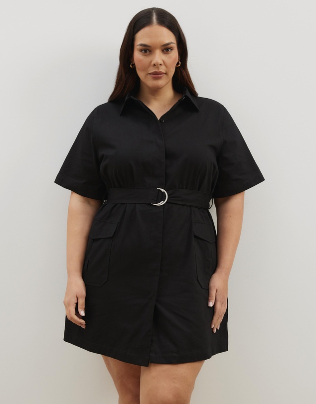Atmos&Here Curvy - Amy Cotton Drill Mini Shirt Dress