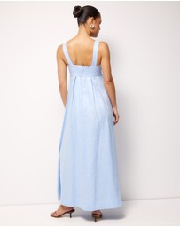 AERE - Quinn Embroidered Linen Maxi Dress