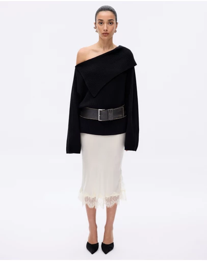Minima Esenciales - Vireo Cotton Cashmere Blend Off Shoulder Knit Top