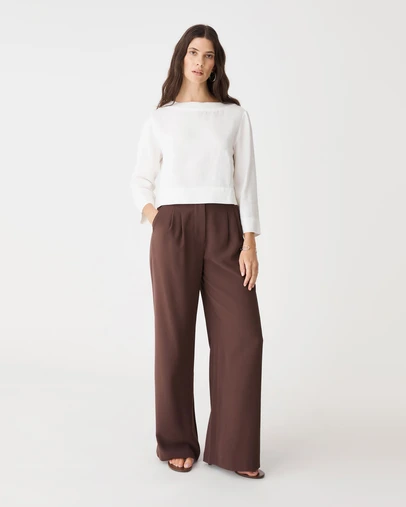 Forcast - Emma Button Back Linen Top