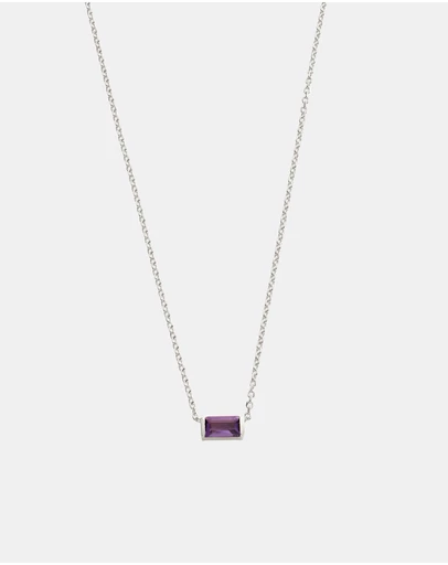 Kirstin Ash - Baguette Birthstone Necklace February Amethyst