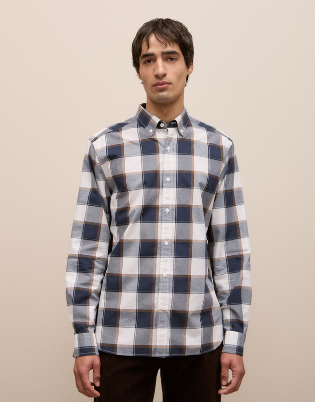 Trenery - Regular Fit Brushed Check Shirt in Marshmallow
