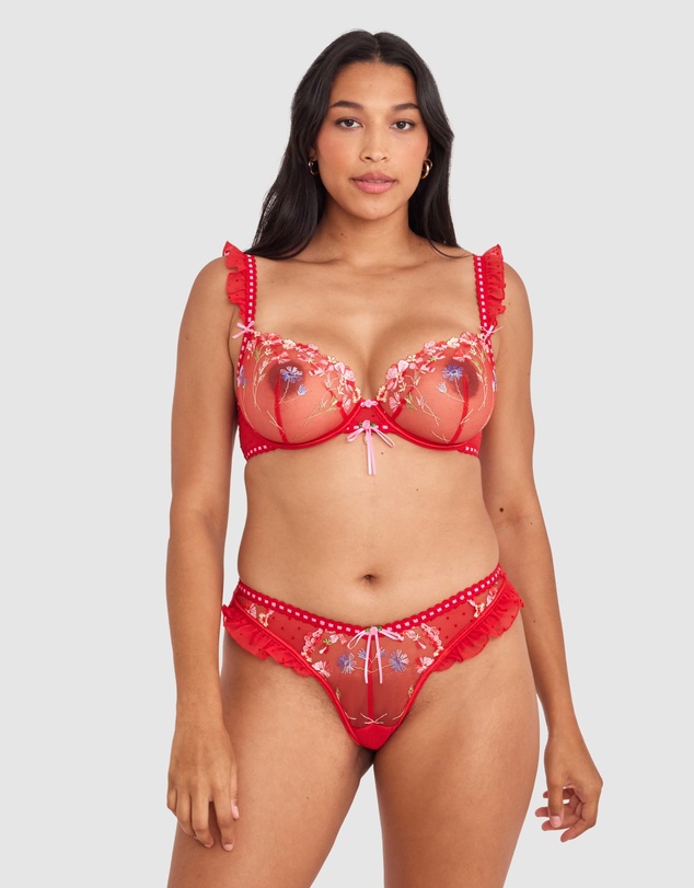 Bras N Things - Enchanted She's So Lucky Bra - Red/Multicolour