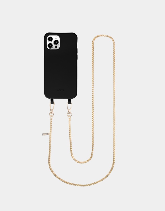 LOUVE COLLECTION - Le Café Noir Phone Case + Gaia Gold-Plated Crossbody Chain