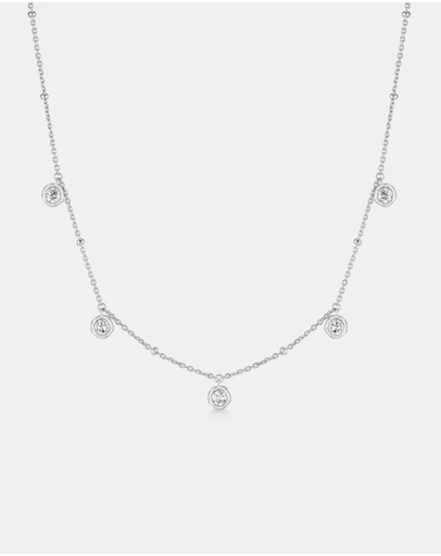 Ania Haie - Ania Haie Silver Molten Bezel-Set Droplet Station Necklace