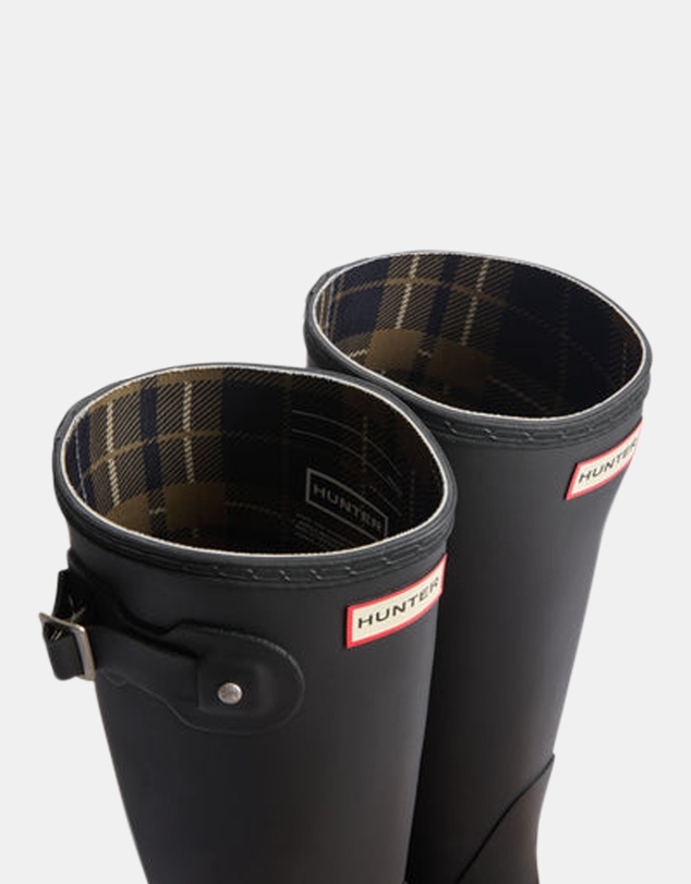 Hunter - Women's Original Tall Tartan Lining Black/Dark Olive