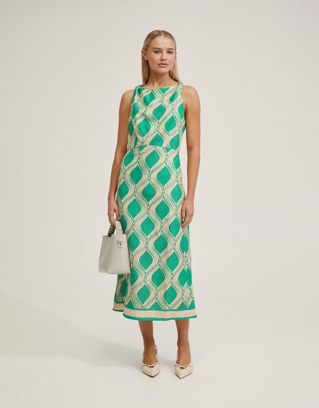 Oxford - Carrie Linen Blend Printed Dress