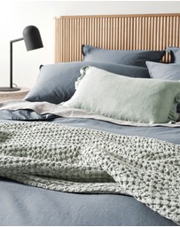 Aura Home - Evie Stonewash Organic Cotton Quilt Cover in Washed Denim