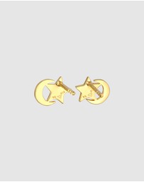 Elli Jewelry - Earrings Kids Ear Studs Star Moon Sparkling with Crystal in 925 Sterling Silver Gold Plated