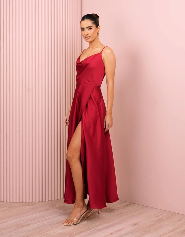 Azzurielle - Quinby Cowl Neck Satin Gown