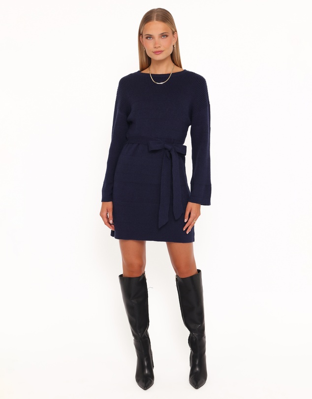 Petal & Pup - Lucca Mini Sweater Dress - Navy