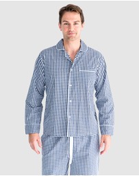 Sant And Abel - Men's Hepburn Gingham Navy Long PJ Set