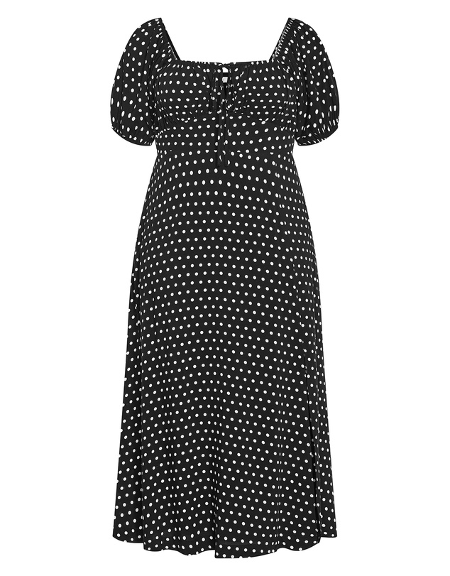 City Chic - Abbie Short Sleeve Spot Print Maxi Dress