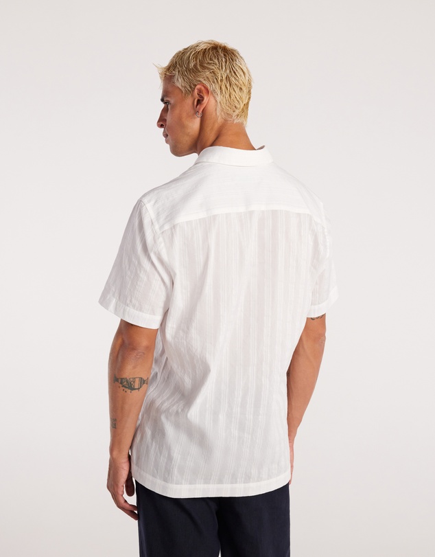 Calibre - Sheer Striped Short Sleeve Shirt White