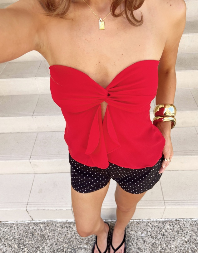 Beginning Boutique - Jacqulin Red Strapless Top