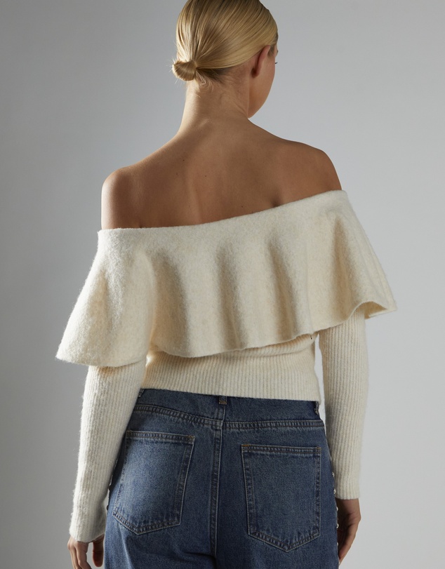 Glamorous - Cream Peplum-Bardot Jumper
