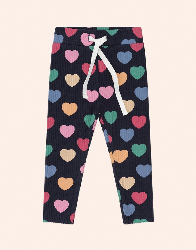 Huxbaby - Multi Hearts Rib Leggings - Babies-Kids