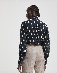 Witchery - Spot Print Tie Neck Blouse