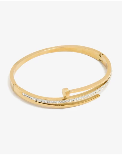 Lovisa - Waterproof Gold Plated Stainless Steel Cubic Zirconia Nail Hinge Bangle