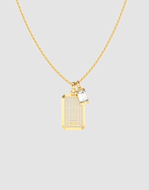 GUESS - GUESS Mens Gold-Tone Supremo GUESS Tag Necklace