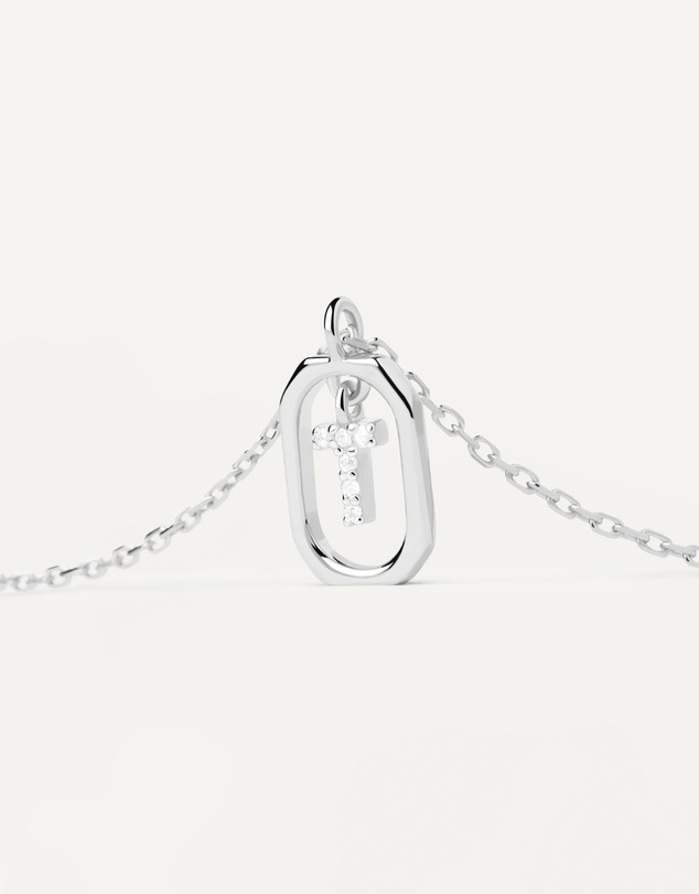 PDPAOLA - Mini Letter T Silver Necklace