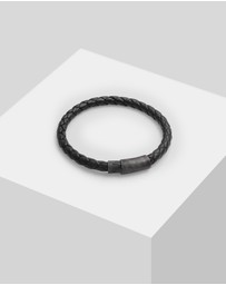Kuzzoi - ICONIC EXCLUSIVE - Bracelet Real Leather Braided Magnet Basic in 925 Sterling Silver