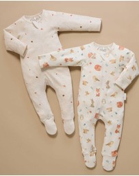 Purebaby - 2 Pack Zip Growsuit -Kids-Babies