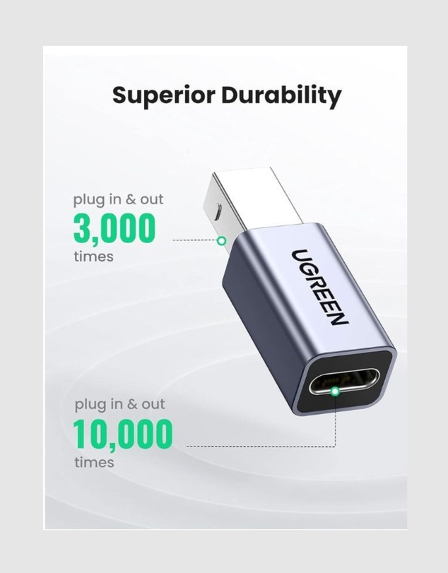 Ugreen - UGREEN USB-C Female to USB-B Male Printer Adapter – 480Mbps Data Transfer Aluminum Build