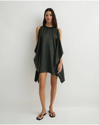 BONDI BORN - Como Waterfall Mini Dress - Forest