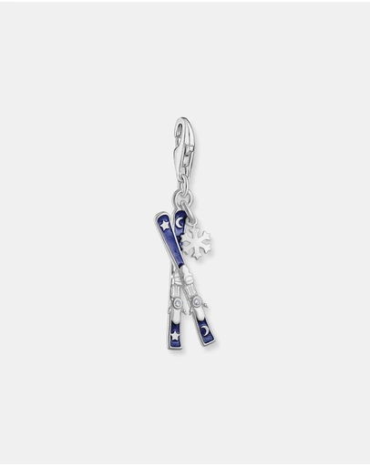 THOMAS SABO - Silver Charm Blue Skis With Snowflake Charm