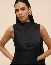 CHANCERY - Nia Self Scarf Satin and Lace Maxi Dress