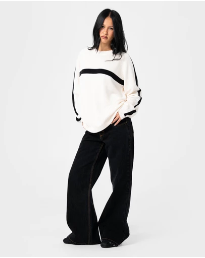 Rusty - White Lines Crew Neck Knit