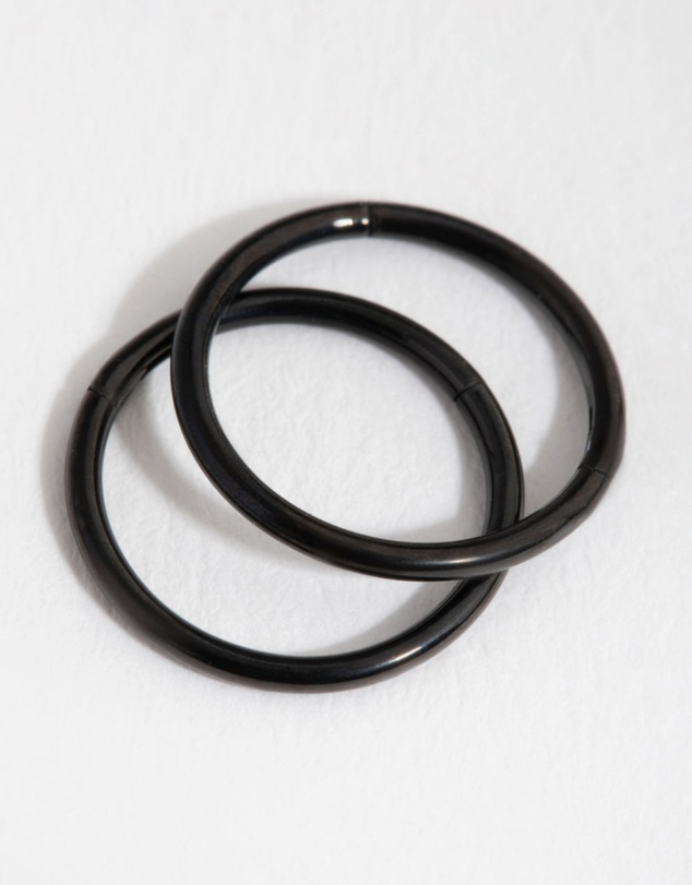 Lovisa - Black Coated Metal Surgical Steel 8mm Sleeper Earrings