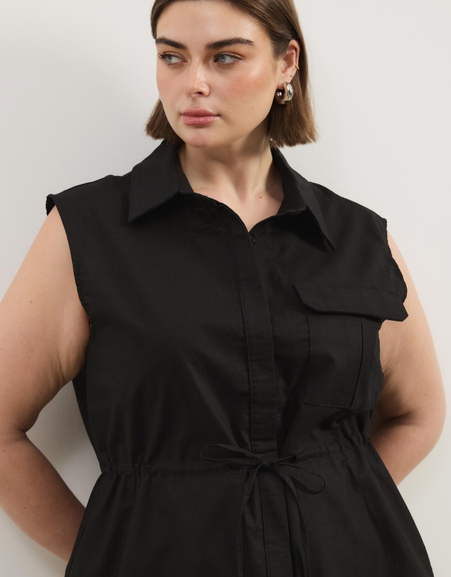 Atmos&Here Curvy - Charlotte Sleeveless Longline Linen Top
