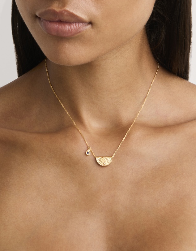 By Charlotte - Lotus Birthstone Necklace - September - Sapphire