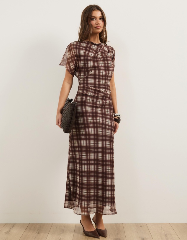 Atmos&Here - Kim Asymmetric Short Sleeve Midi Dress