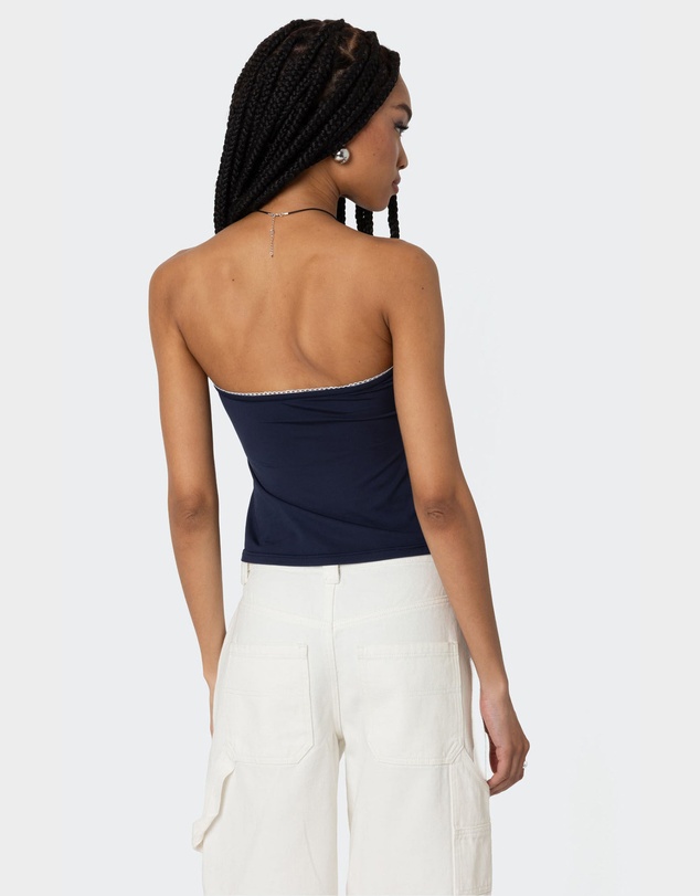 EDIKTED - Lace Trim Split Front Tube Top