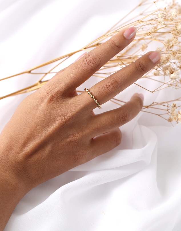 Elli Jewelry - Bubble Band Ring in Gold-Plated 925 Silver