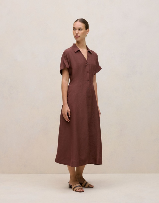 Trenery - Soft Seam Detail Shirt Dress in Espresso
