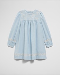 Country Road - Long Sleeve Embroidered Smock Dress