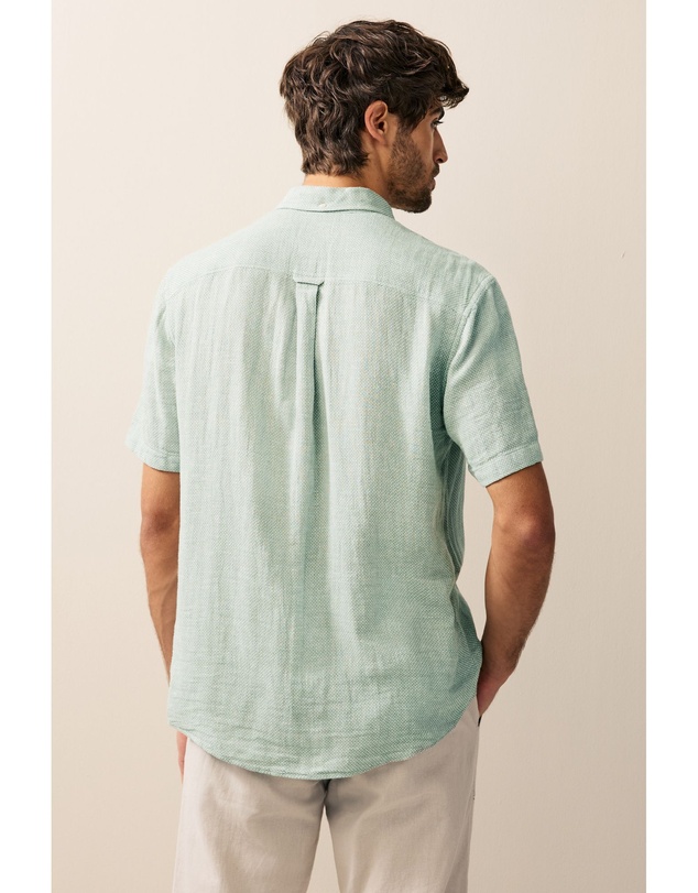 NEXT - Short Sleeve Linen Blend Shirt Button Down Collar